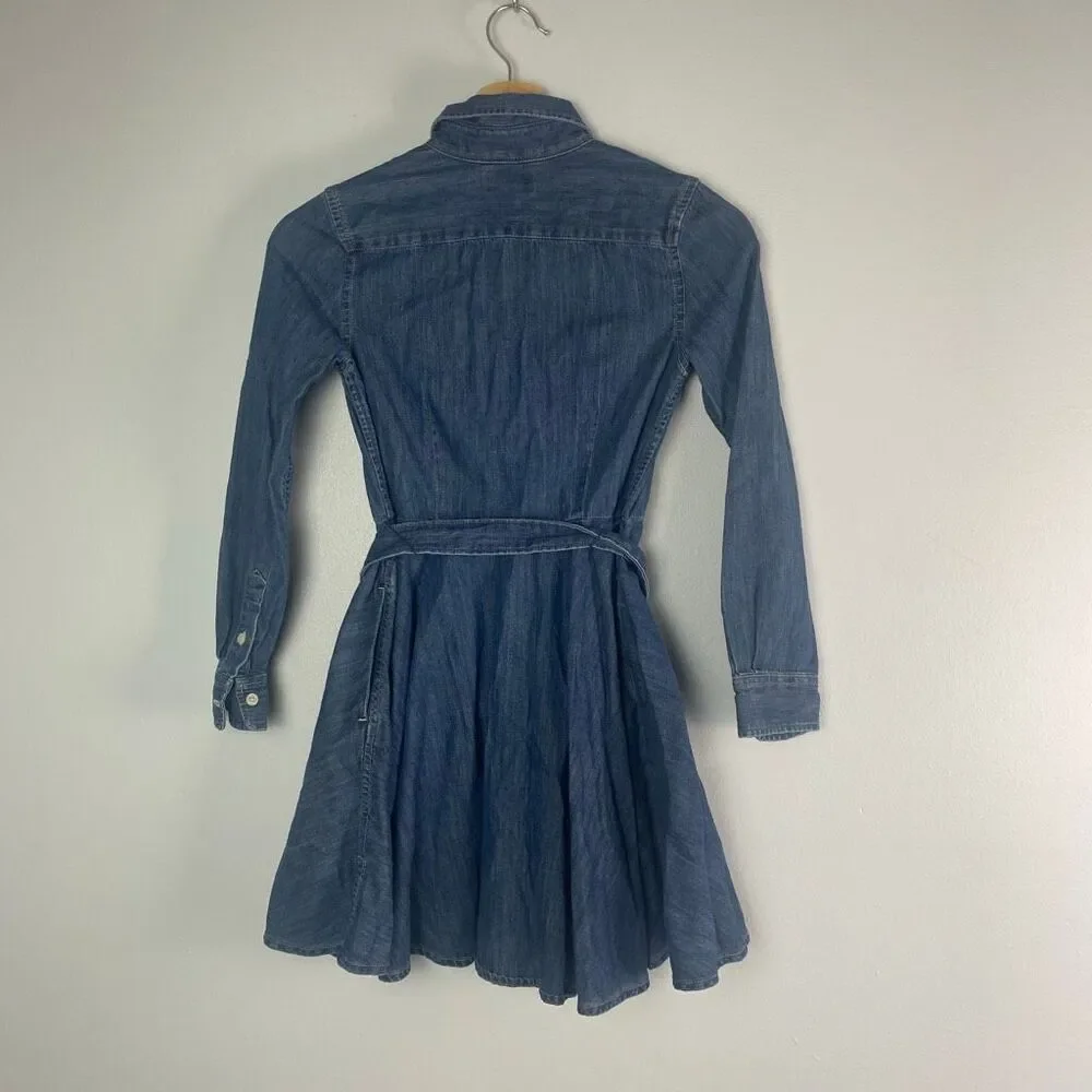 Polo Ralph Lauren Girls Belted Cotton Denim Shirtdress